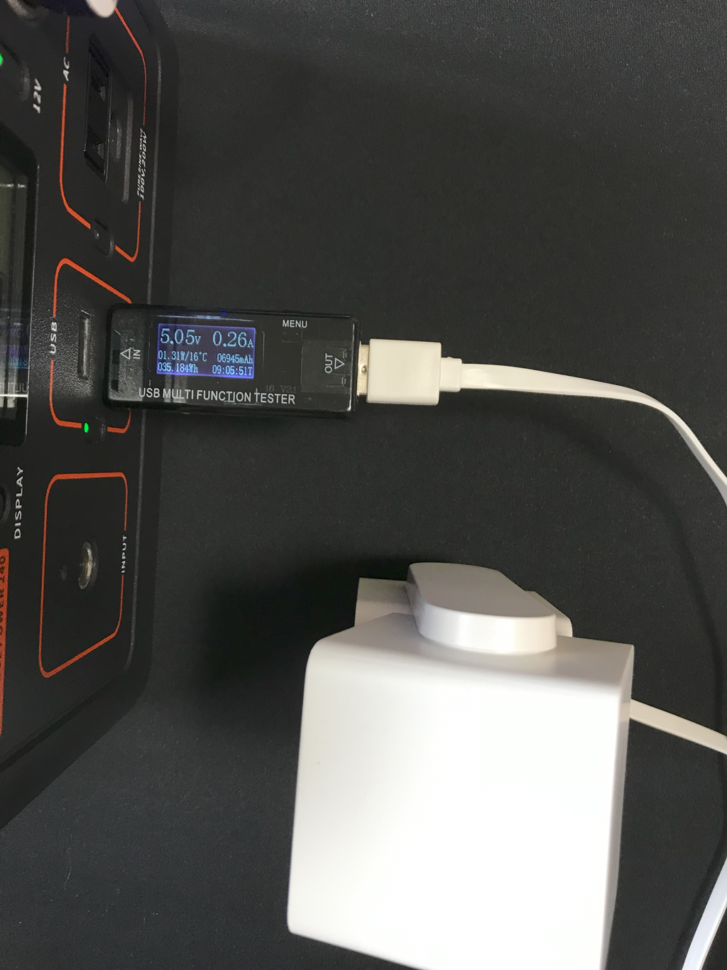 ポータブル電源に防犯用ネットワークカメラを接続して計測した結果